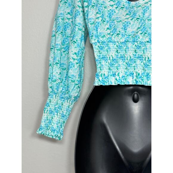 RIXO London Helena Top Blouse Smocked Puff Sleeve Coquette Cottage, XS - Picture 6 of 10